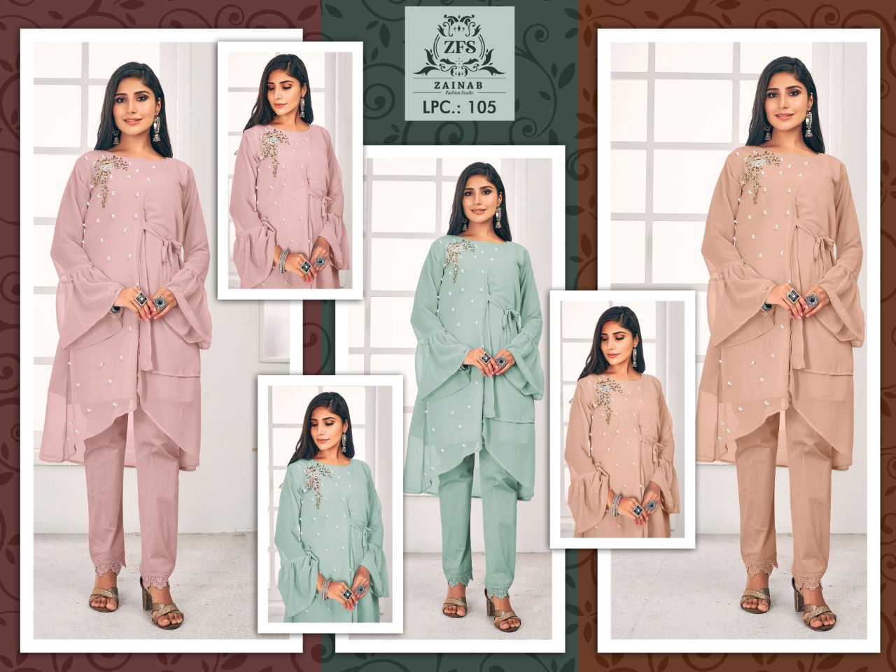 Zainab Fashion Studio Ipc 105 Georgette Party Wear Latest Top With Bottom